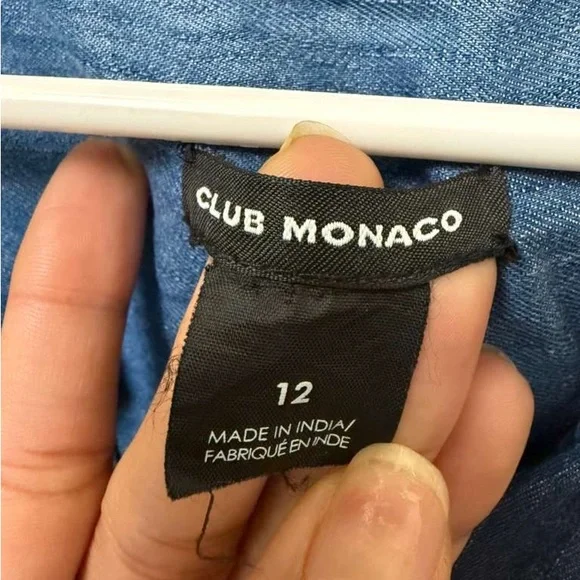 Club Monaco Rahma Dress In Denim Long-Sleeve Size: 12 - Picture 4 of 6